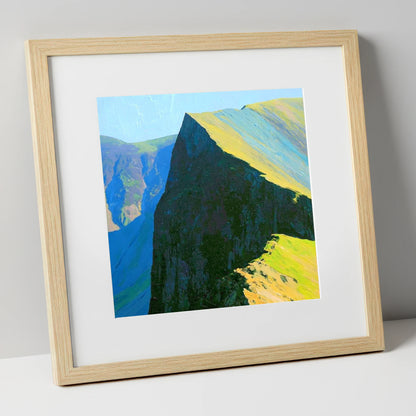 Sunlit Ridge at Hopegill Head lake district fell art print in natural frame