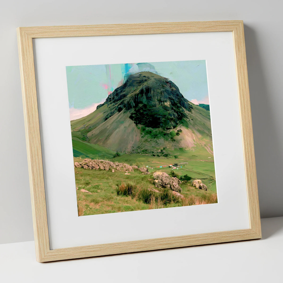 Great Gable Vibrant Summit lake district fell art print in natural frame