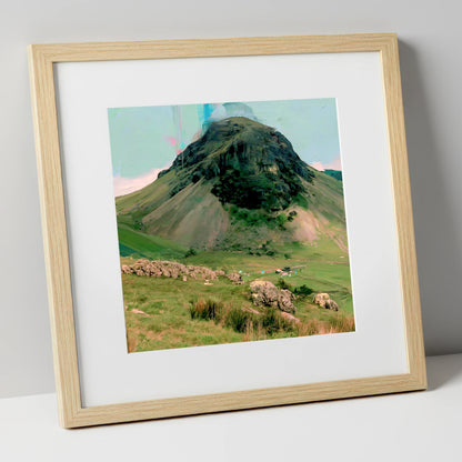 Great Gable Vibrant Summit lake district fell art print in natural frame