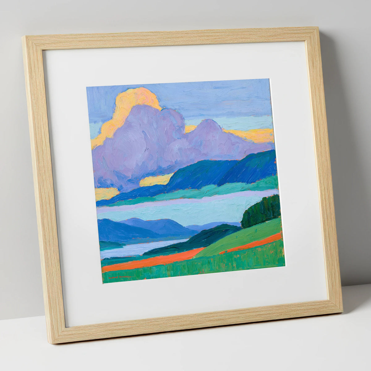 Violet Storm Clouds Over Fells lake district sky art print in natural frame
