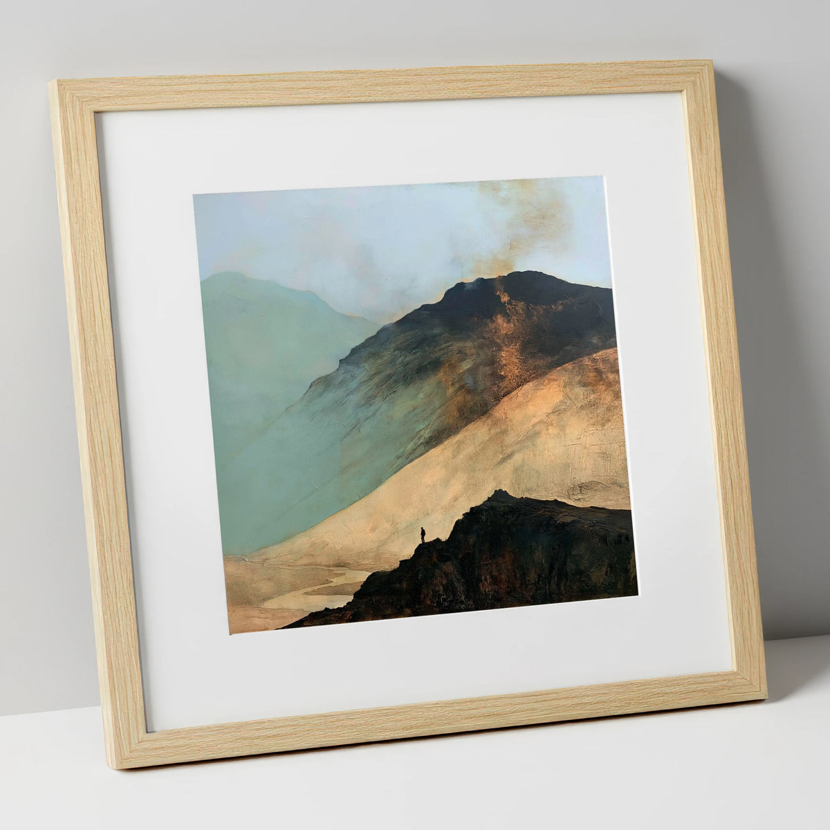 Great Gable and Westmorland Cairn lake district fell art print in natural frame