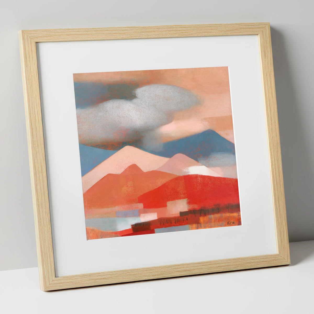 Terracotta Fells Beneath Storm Clouds lake district sky art print in natural frame