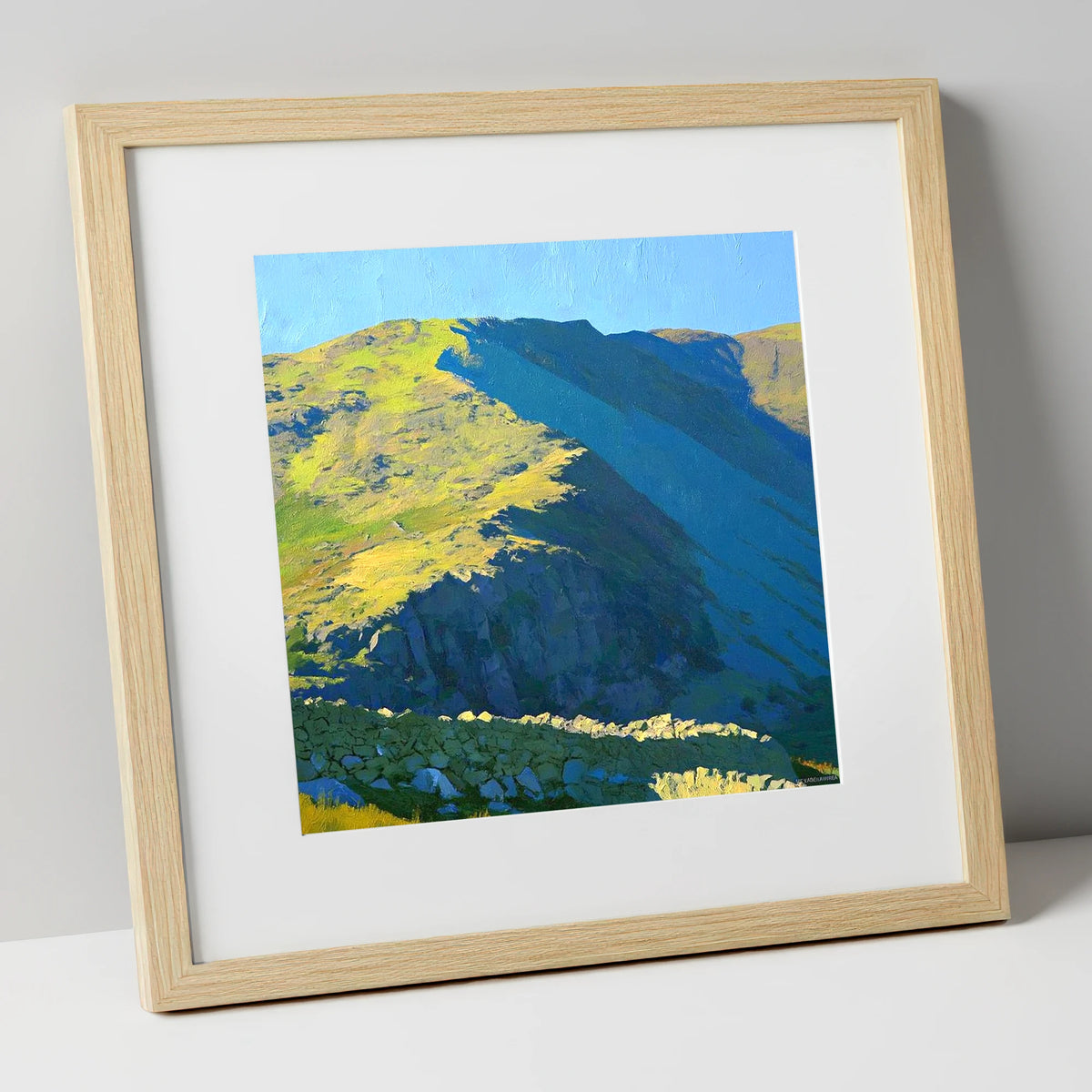 Mardale Ill Bell Sunlit Ridge lake district fell art print in natural frame
