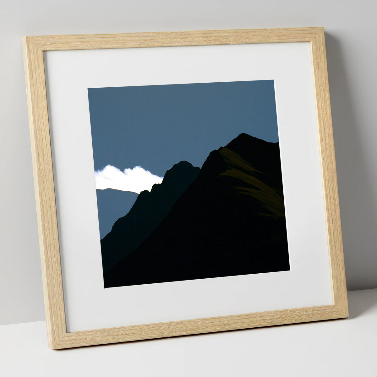 Midnight Blue Fell Ridge lake district fell art print in natural frame