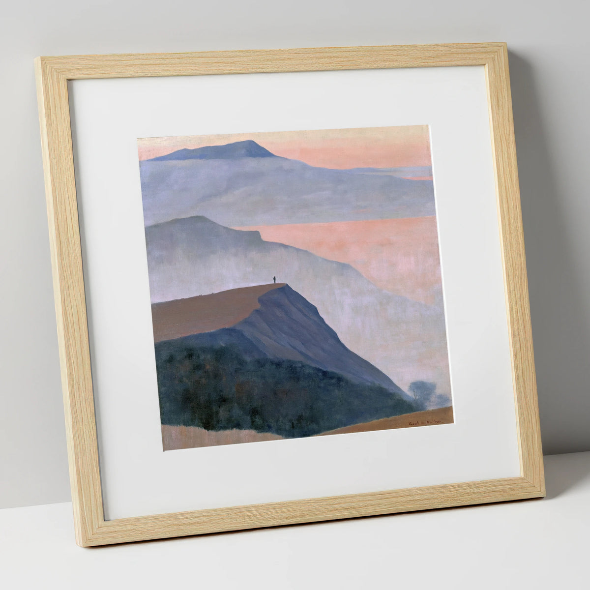 Misty Mountain Ridge at Dusk lake district fell art print in natural frame