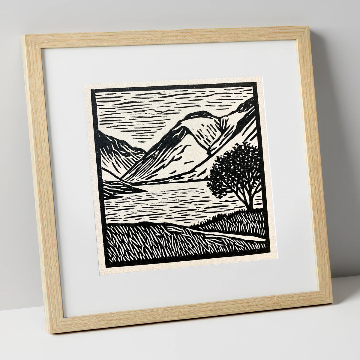 Wasdale in Black and White lake district valley art print in natural frame