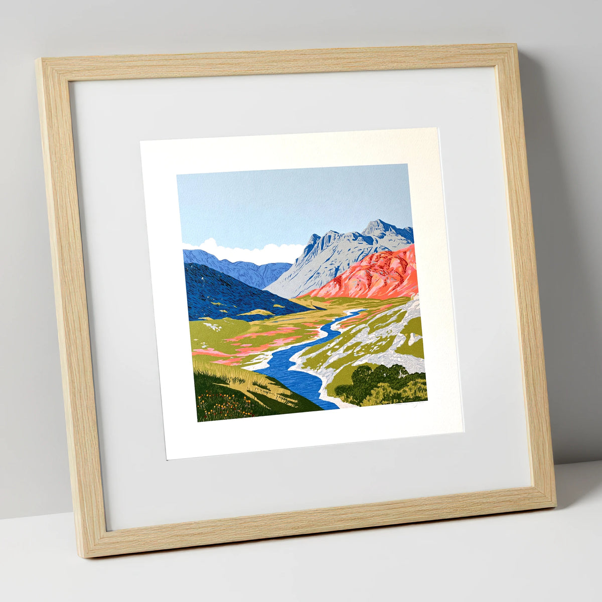 Coral Fells Of Great Langdale lake district valley art print in natural frame