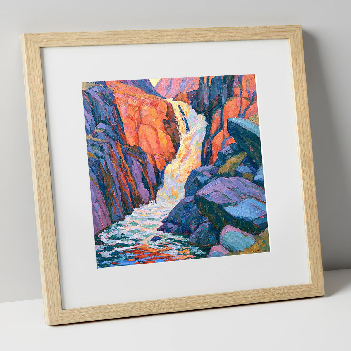 Vibrant Lake District Waterfall Cascade lake district waterfall art print in natural frame