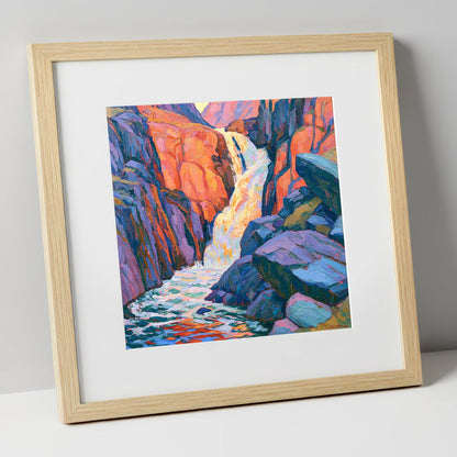 Vibrant Lake District Waterfall Cascade lake district waterfall art print in natural frame