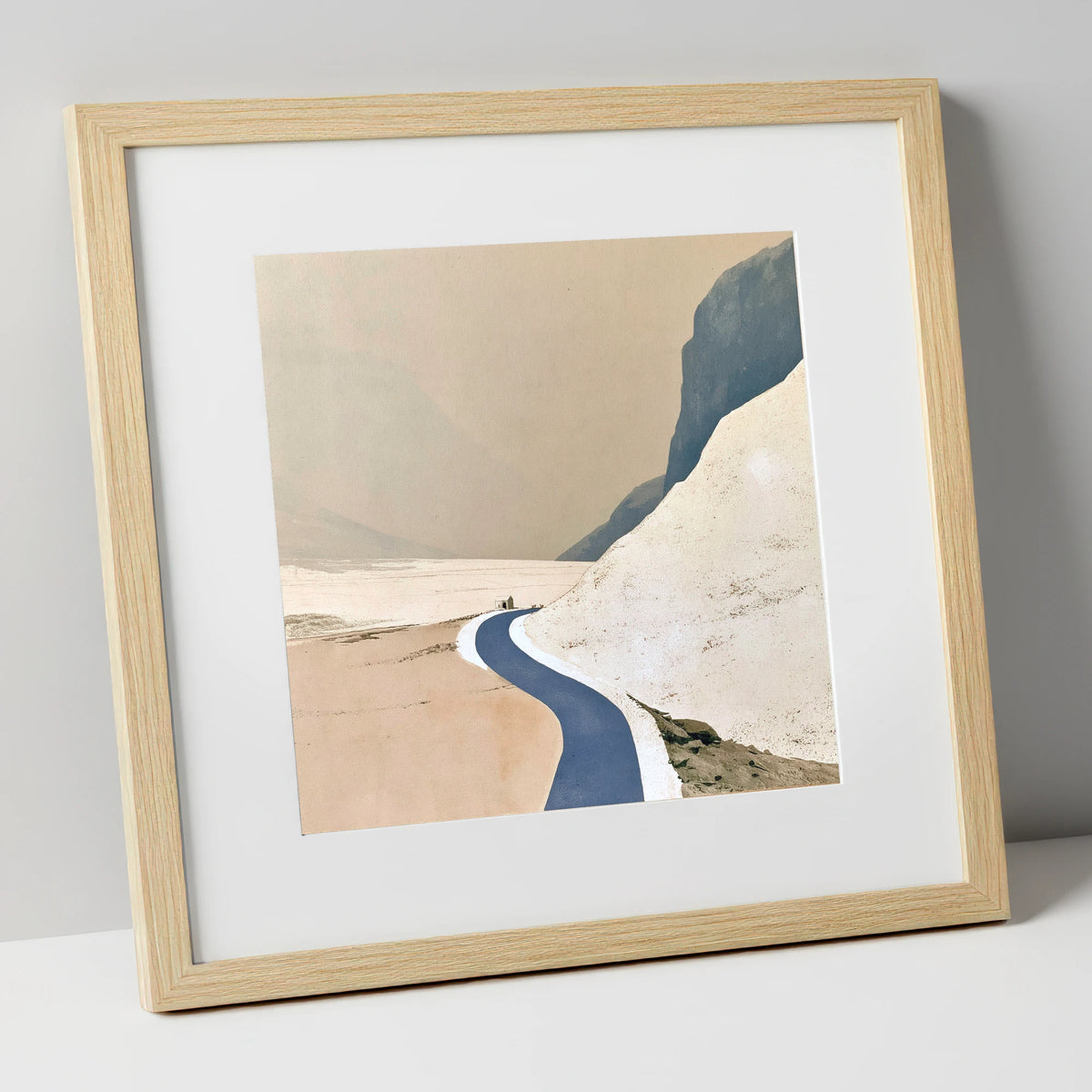 Blue Mountain Road to the Bothy lake district valley art print in natural frame