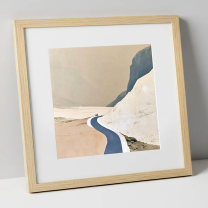 Blue Mountain Road to the Bothy lake district valley art print in natural frame