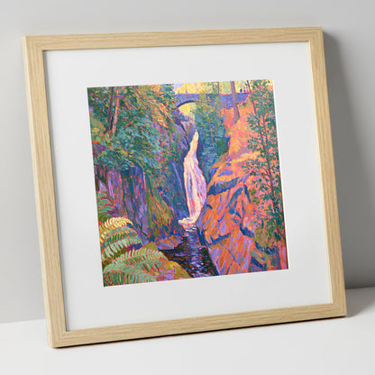 Vibrant Aira Force Waterfall lake district waterfall art print in natural frame