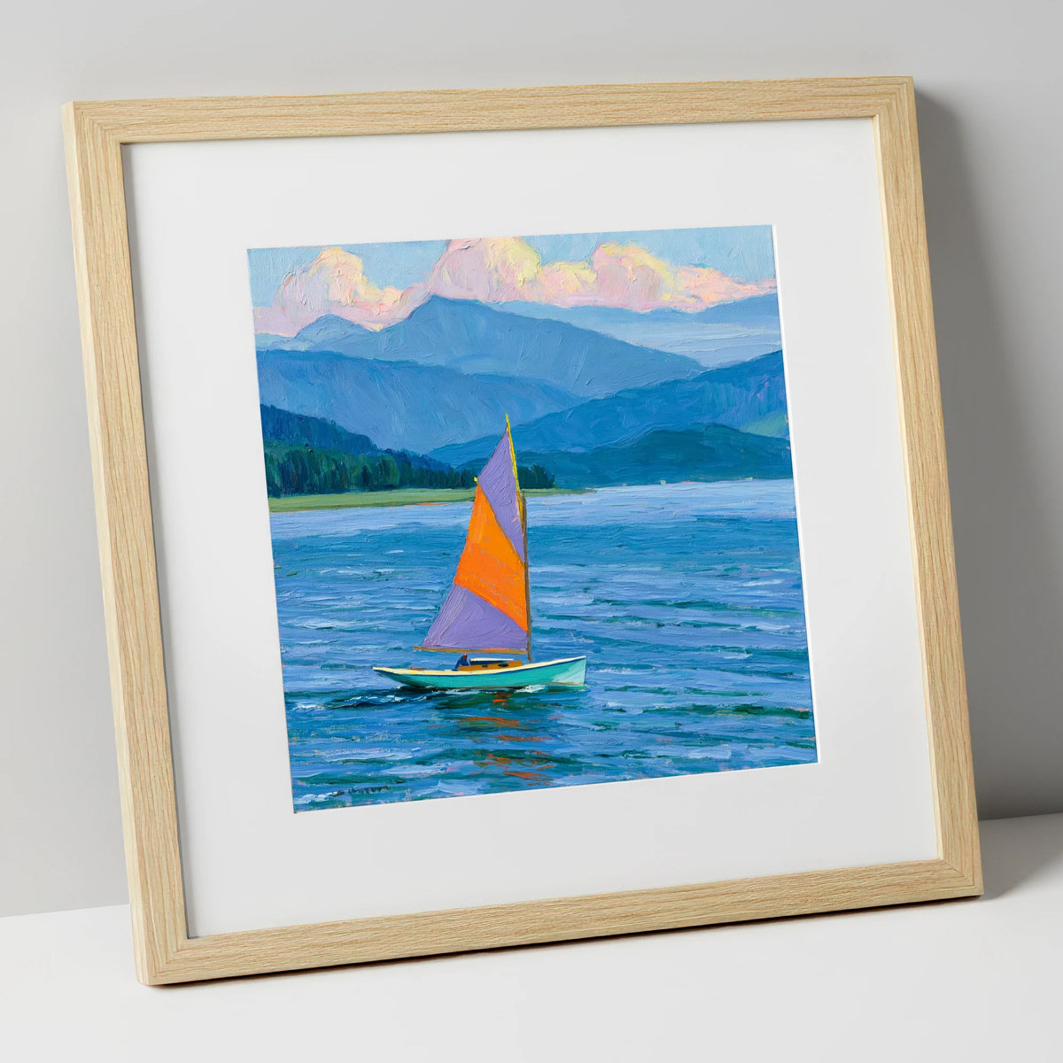 Vibrant Lake District Sailing lake district walking art print in natural frame