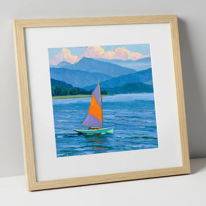 Vibrant Lake District Sailing lake district walking art print in natural frame
