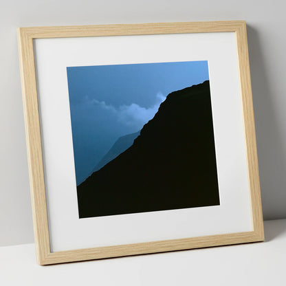 Misty Mountain Ridge Silhouette lake district fell art print in natural frame