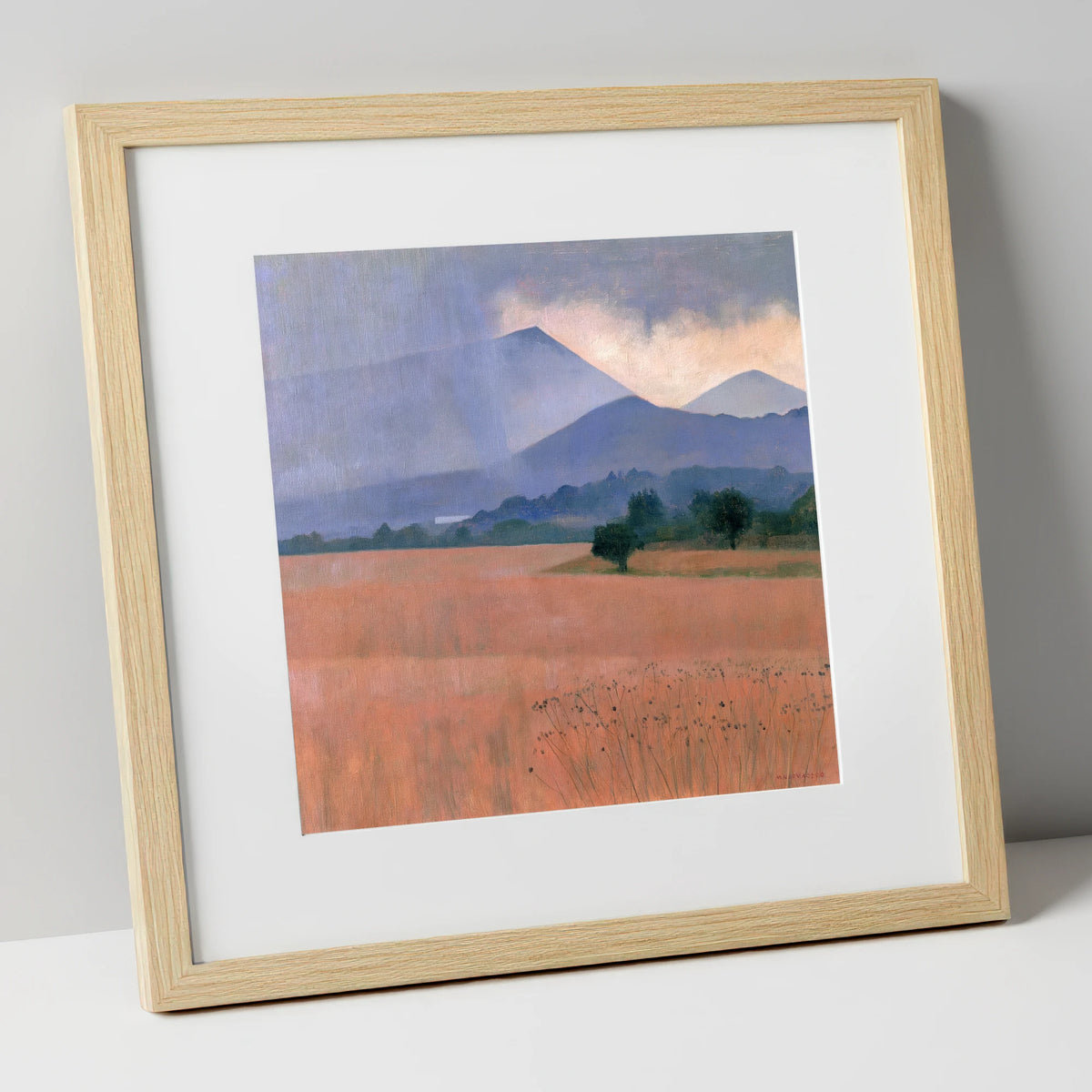 Distant Storm Over The Fells lake district sky art print in natural frame