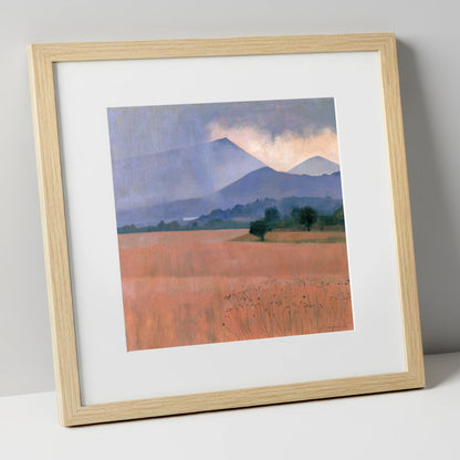 Distant Storm Over The Fells lake district sky art print in natural frame