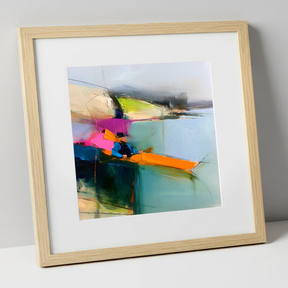 Vibrant Orange Kayak on the Lake lake district walking art print in natural frame