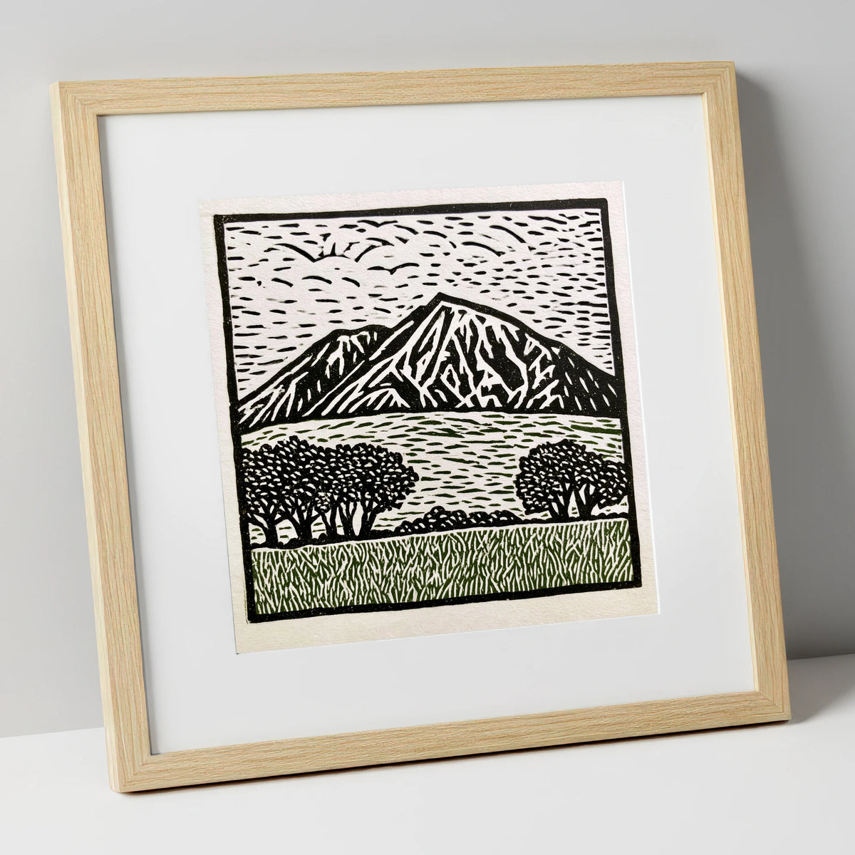 Bold Blencathra in High Contrast lake district fell art print in natural frame
