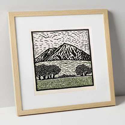 Bold Blencathra in High Contrast lake district fell art print in natural frame