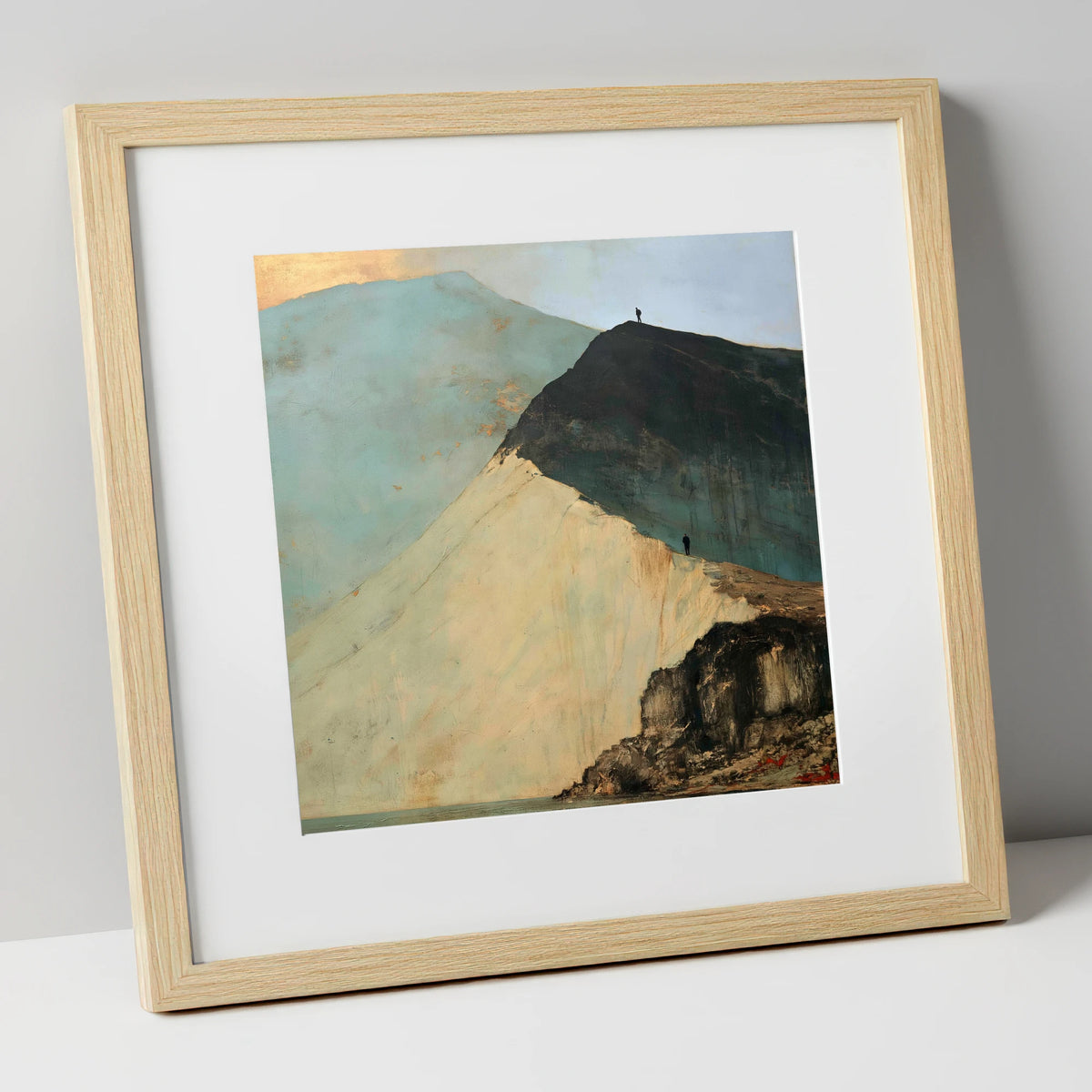 Striding Edge in Slate and Gold lake district walking art print in natural frame
