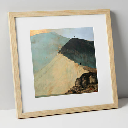 Striding Edge in Slate and Gold lake district walking art print in natural frame