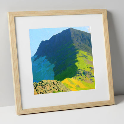 Blue Shadows on Haystacks Ridge lake district fell art print in natural frame