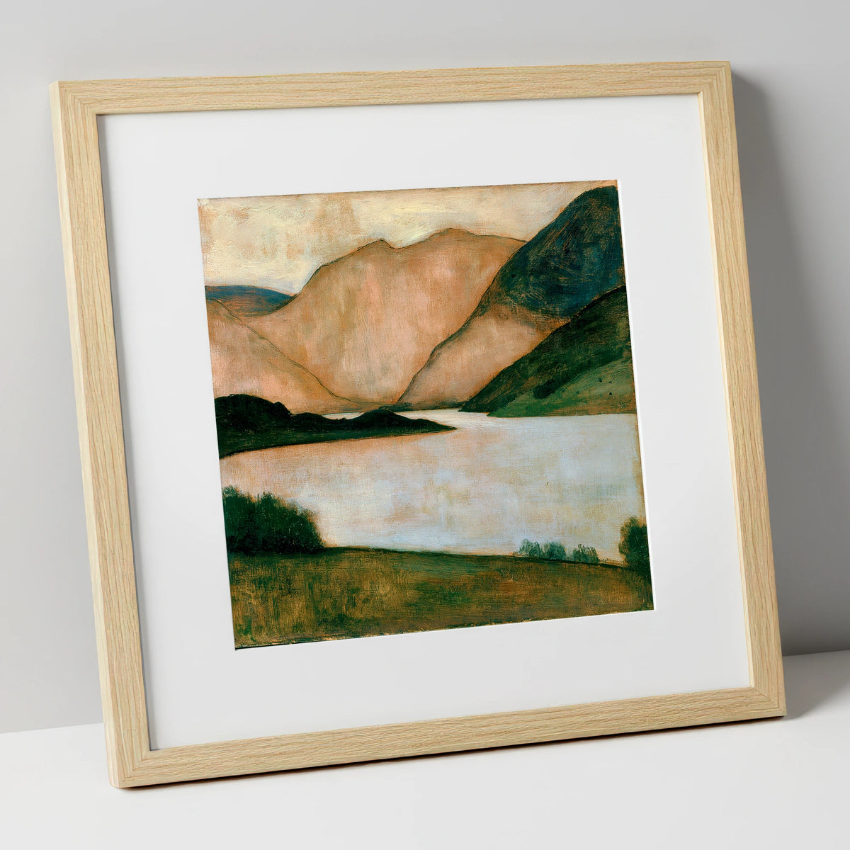 Lake And Fells In Warm Light lake district lake art print in natural frame