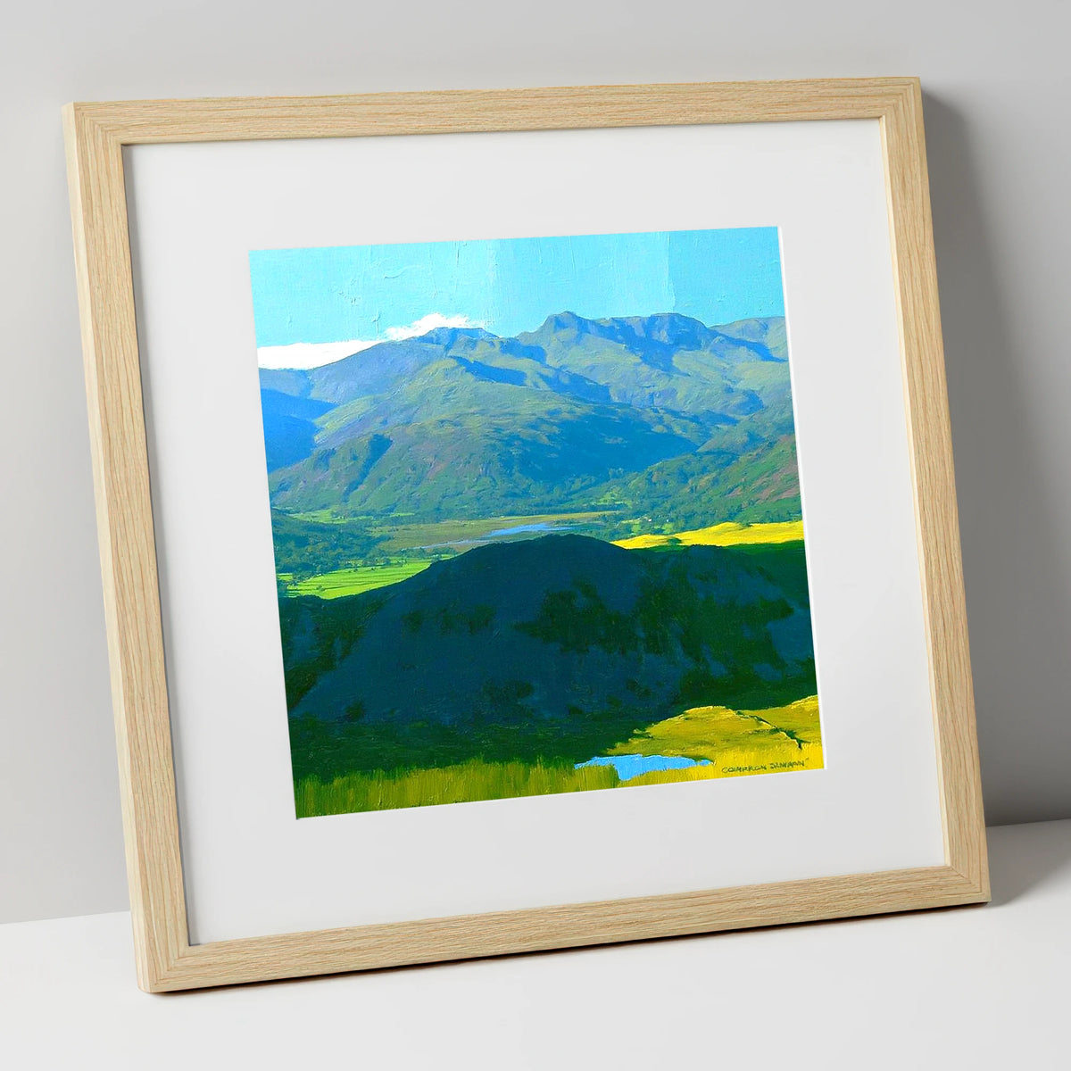 Lingmoor Fell Over Luminous Valley lake district fell art print in natural frame