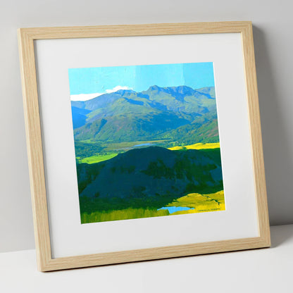 Lingmoor Fell Over Luminous Valley lake district fell art print in natural frame