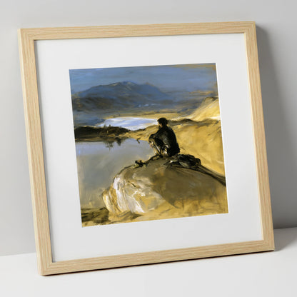 Innominate Tarn Walker in Shadow lake district fell art print in natural frame
