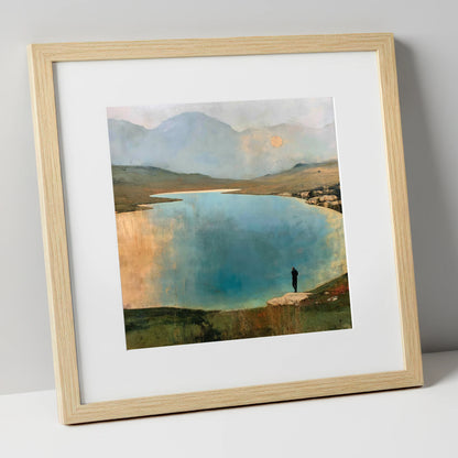 Golden Sun Over Innominate Tarn lake district fell art print in natural frame