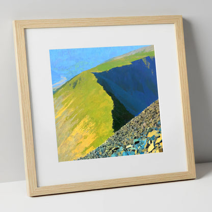 Long Side Ridge in Sunlight lake district fell art print in natural frame