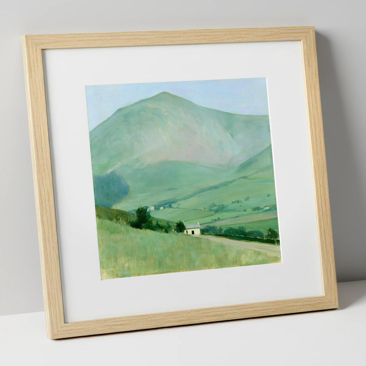 Blencathra Over the White Cottage lake district fell art print in natural frame