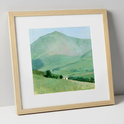 Blencathra Over the White Cottage lake district fell art print in natural frame