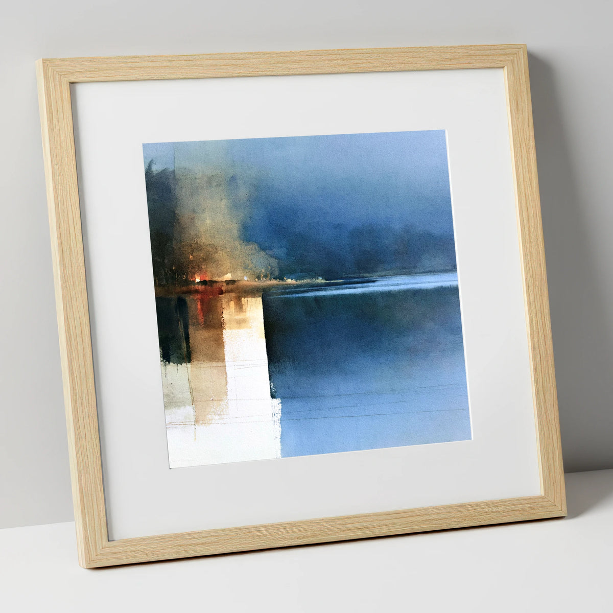 Indigo Lake Reflections at Dusk lake district lake art print in natural frame