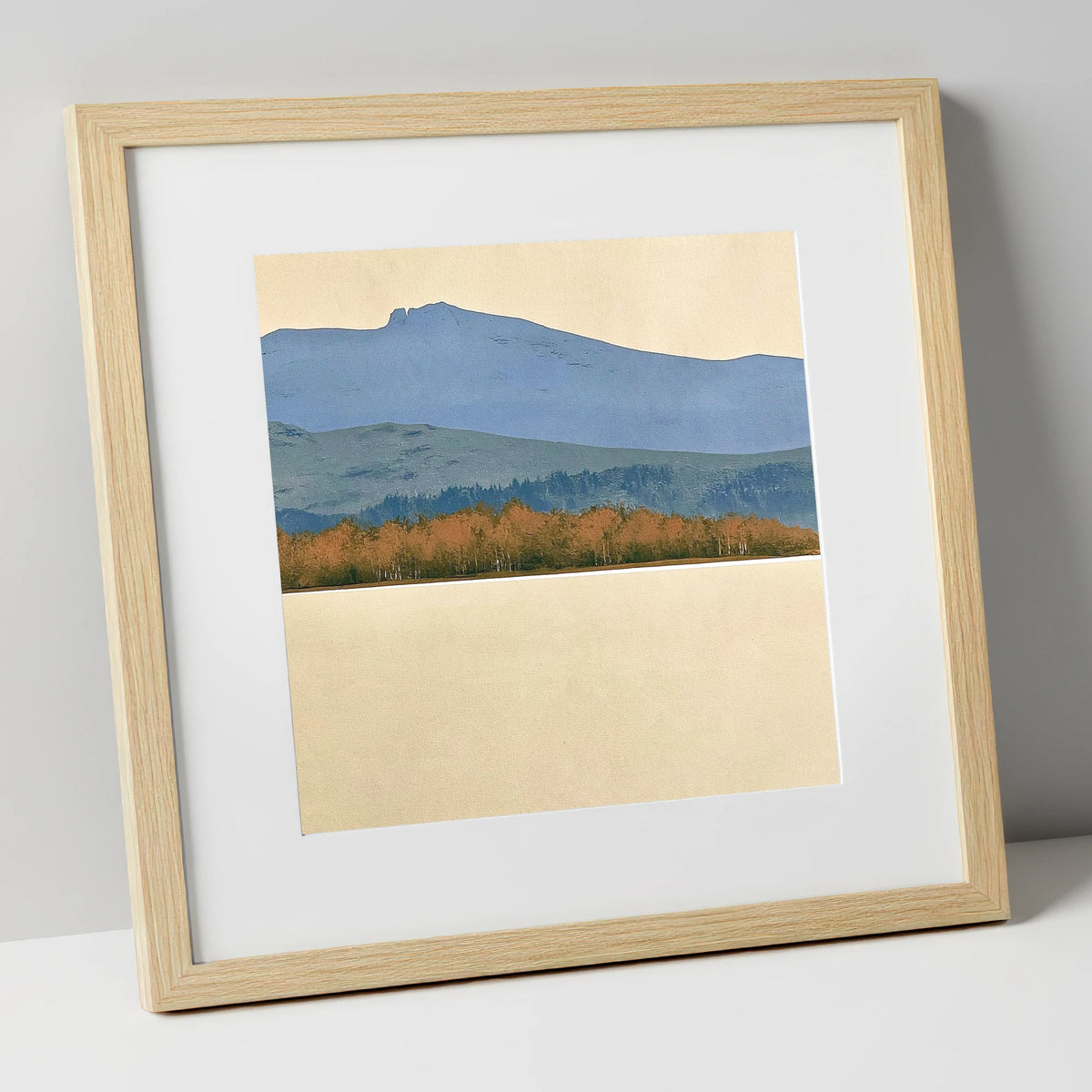 Windermere Autumn Woodland and Slate Fells lake district lake art print in natural frame