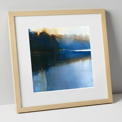 Indigo Lake at Dawn lake district lake art print in natural frame