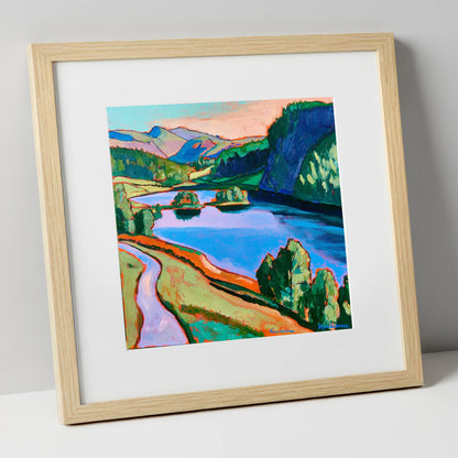 Colourful Path Beside Rydal Water lake district lake art print in natural frame