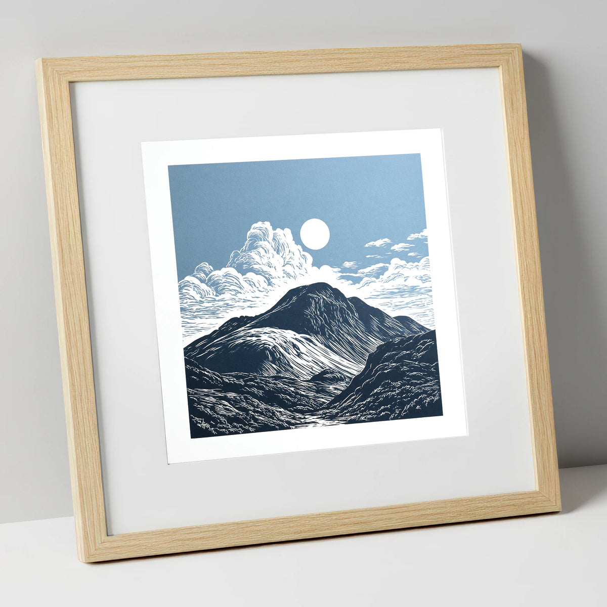 Great Gable Beneath Towering Clouds lake district fell art print in natural frame