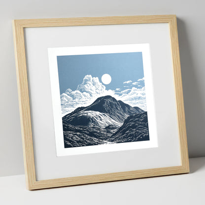 Great Gable Beneath Towering Clouds lake district fell art print in natural frame