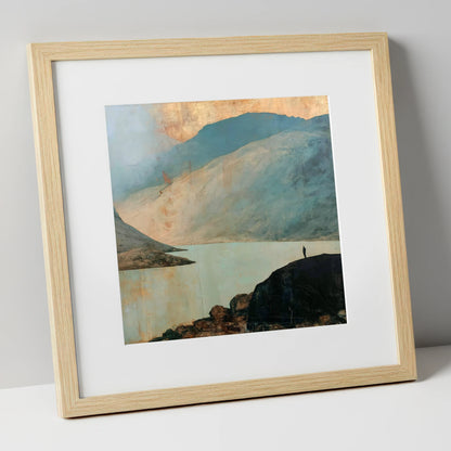 Great Gable in Golden Light lake district fell art print in natural frame