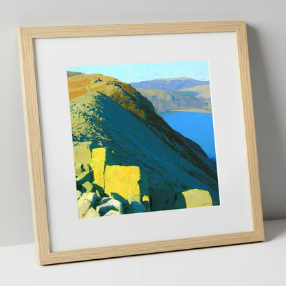 Sunlight on St Sunday Crag lake district fell art print in natural frame