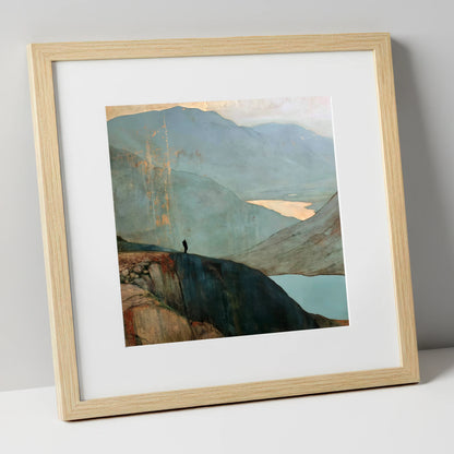 Walker Above Innominate Tarn lake district fell art print in natural frame