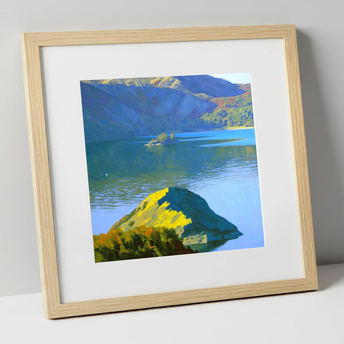 Sunlit Glenridding Dodd Crags lake district fell art print in natural frame