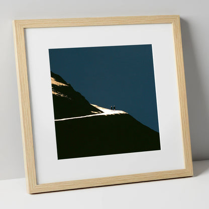 Fell Walkers On An Illuminated Path lake district walking art print in natural frame