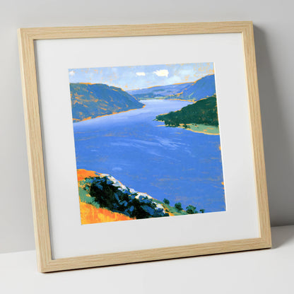 Vibrant Ullswater From Gowbarrow Fell lake district lake art print in natural frame