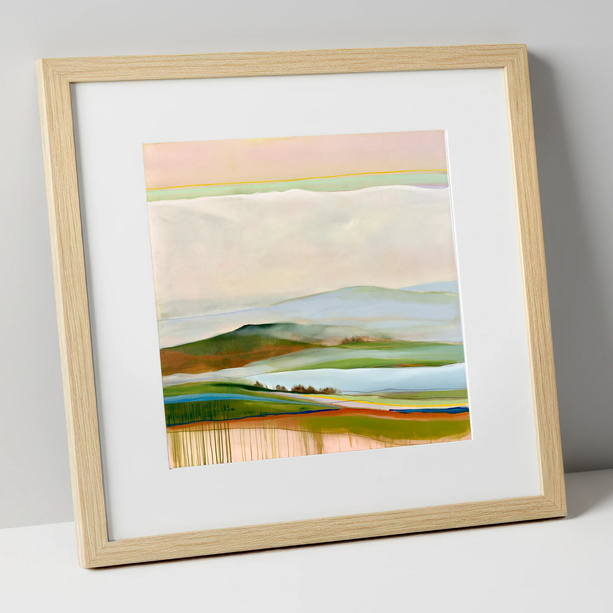 Layered Rolling Fells Under Cloud lake district fell art print in natural frame