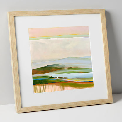 Layered Rolling Fells Under Cloud lake district fell art print in natural frame