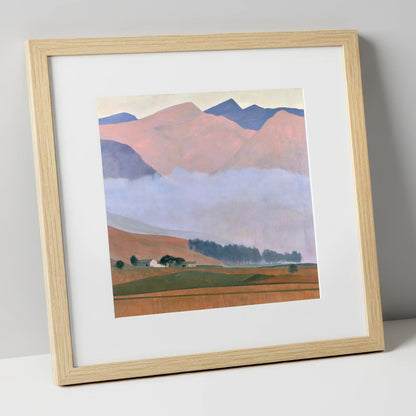 Pink Fells Above Valley Cloud lake district fell art print in natural frame